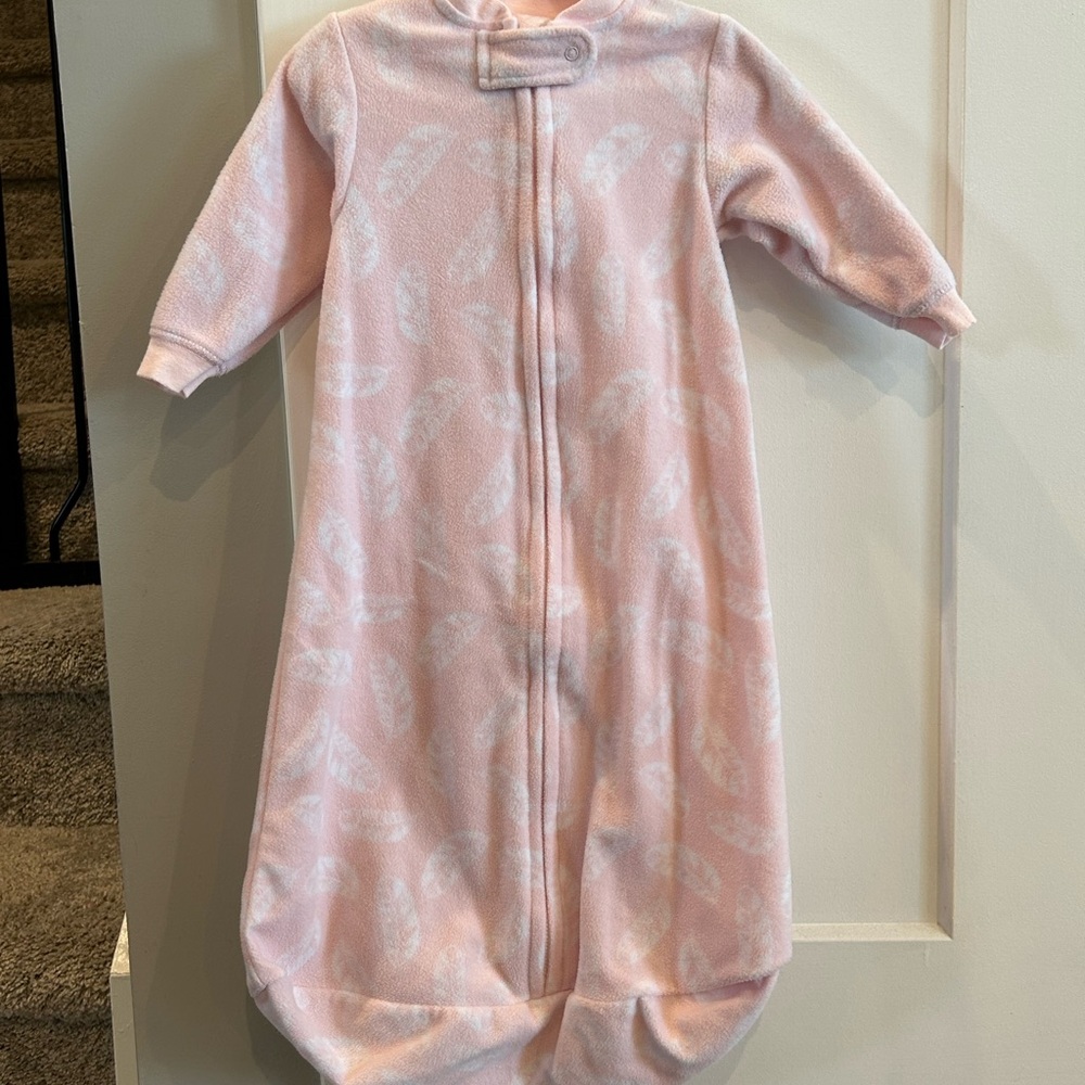 Soft Pink Feather Baby Sleep Sack